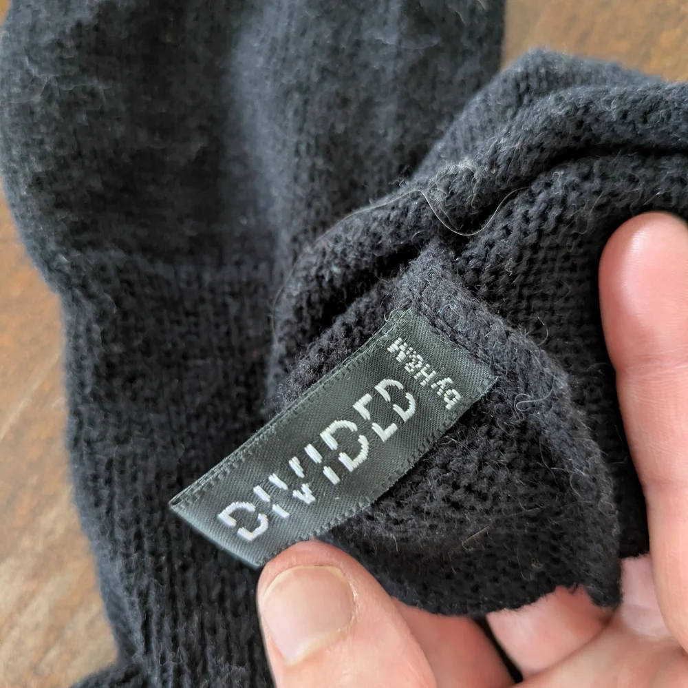 Black Knit Gloves Fingerless Long Wrist Winter Arm Warmer‎ Mitten Cozy Divided